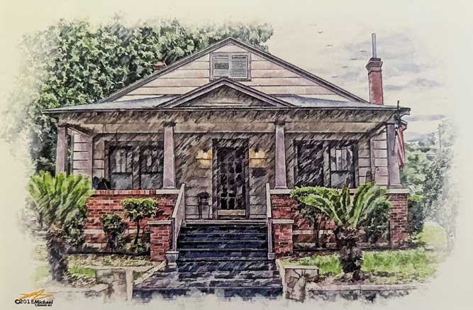 Colored pencil drawing of Ami L. DiLorenzo's office in Ocala